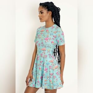 Nintendo Blackmilk Black Milk Women's Blue Mushroom Dress